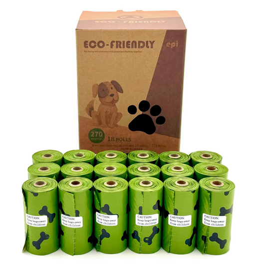 Biodegradable dog poop bags 18 rolls package - 270 leak-proof waste bags