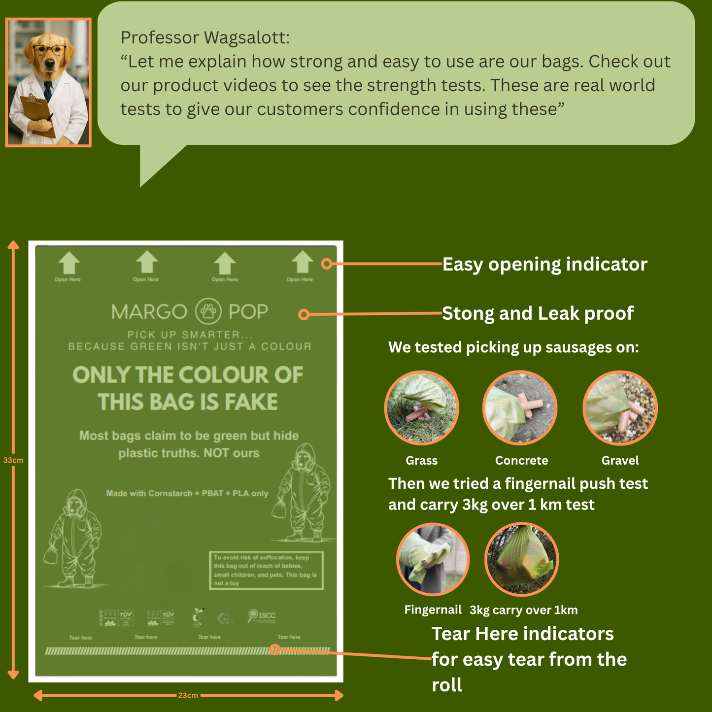 Dog Poo Bags Biodegradable / Compostable Certified – Bulk 18 roll /270 Bag Pack | Flat top | EN 13432 | Eco Friendly Waste Bags | Extra Thick, Leak Proof, Scented