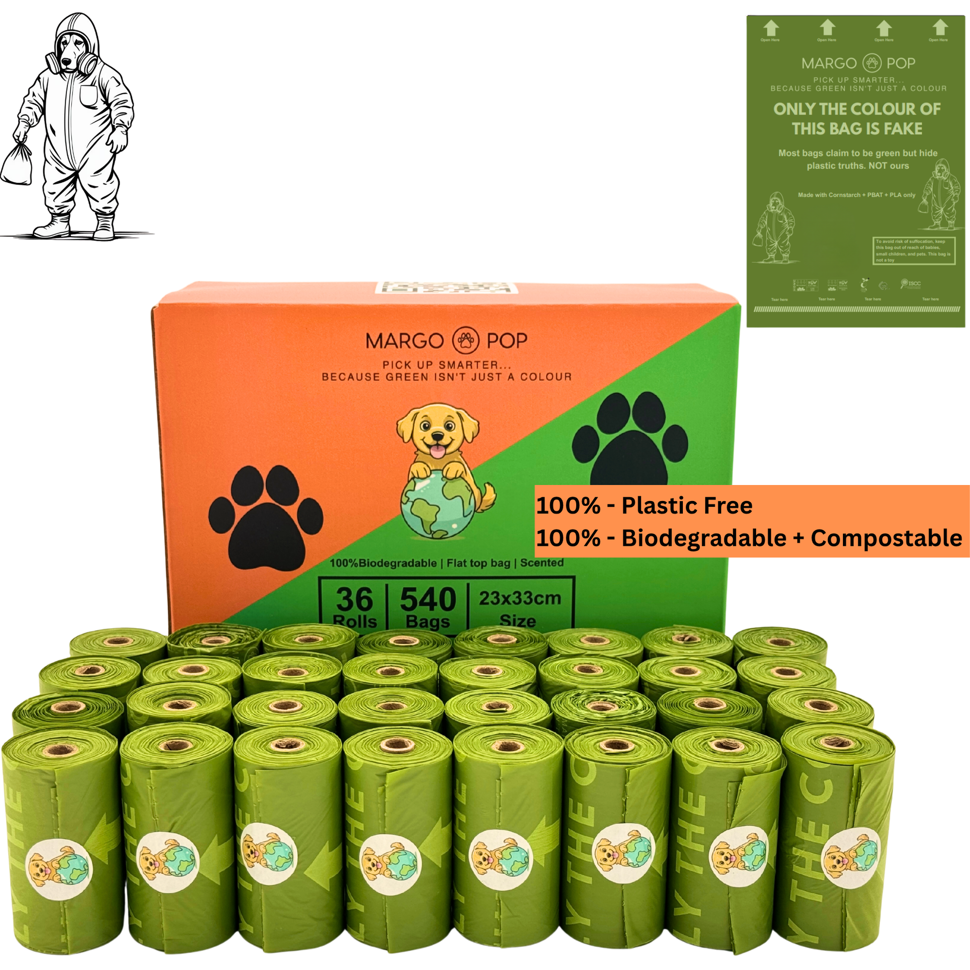 36 roll flat top dog poo bag