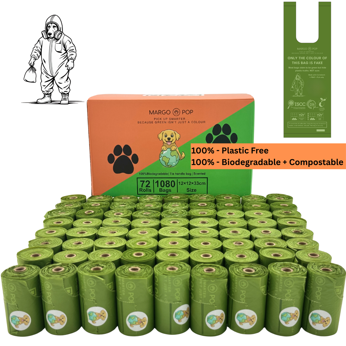 72 roll tie handle dog poo bag