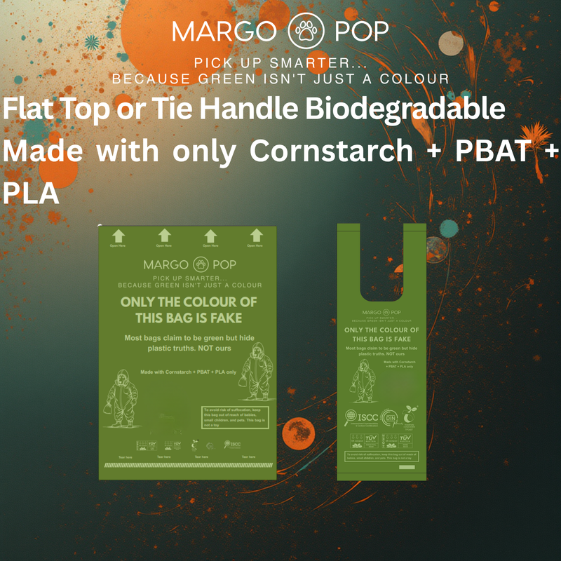 Flat Top or Tie Handle Biodegradable made with cornstarch + PBAT + PLA
